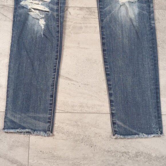 AEO Distressed Jegging Crop Denim Cafe Jeans Destroyed Ripped Super Stretch - Picture 4 of 14